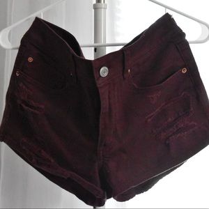 Burgundy Shortie Shorts - size 12